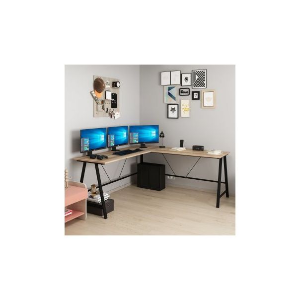 HANAH HOME Radni sto Team L, braon/crna - 194114