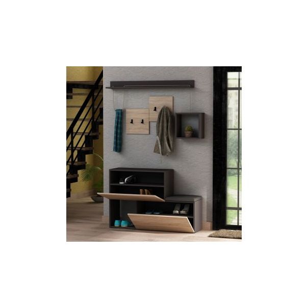 HANAH HOME Cipelarnik sa čivilukom Holdon, antacit/krem - 194145-1