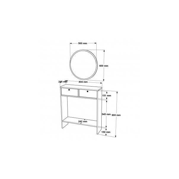 HANAH HOME Komoda sa ogledalom Lr1-W, bela - 194175