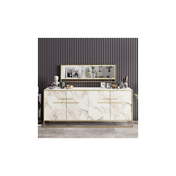 HANAH HOME Komoda Polka Aynalı White - 194340