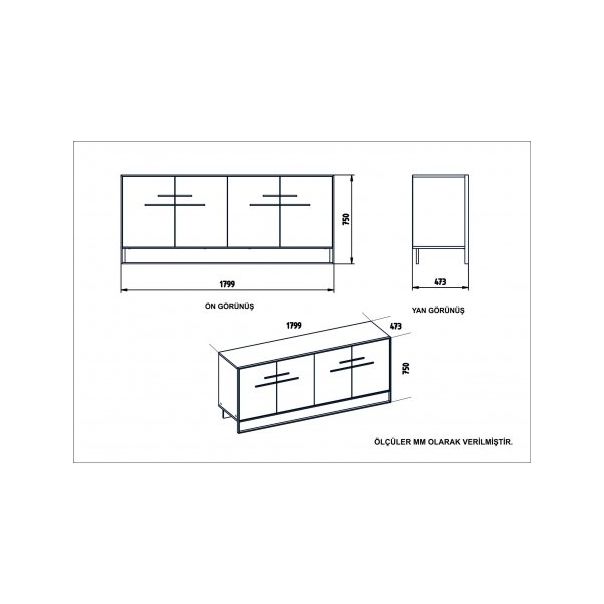 HANAH HOME Komoda Polka Aynalı White - 194340