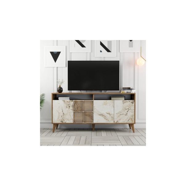 HANAH HOME Komoda Milan 160 Walnut White Marble - 194366