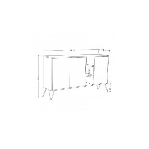 HANAH HOME Komoda Clara Console Oak Anthracite - 194390