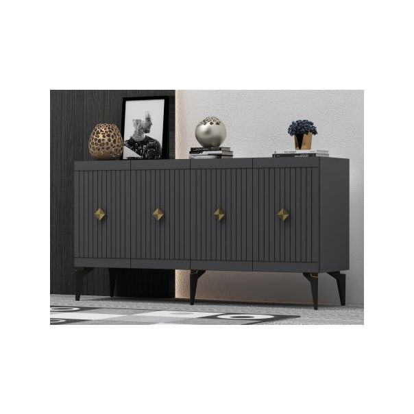 HANAH HOME Komoda Midas Anthracite Gold - 194406