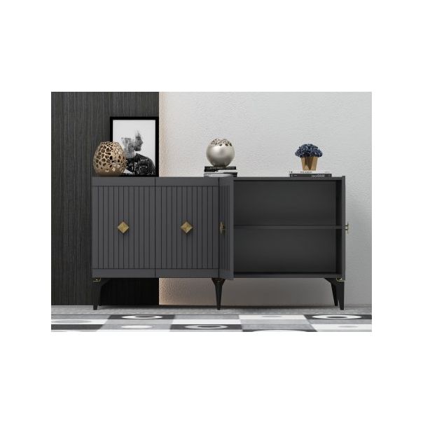 HANAH HOME Komoda Midas Anthracite Gold - 194406