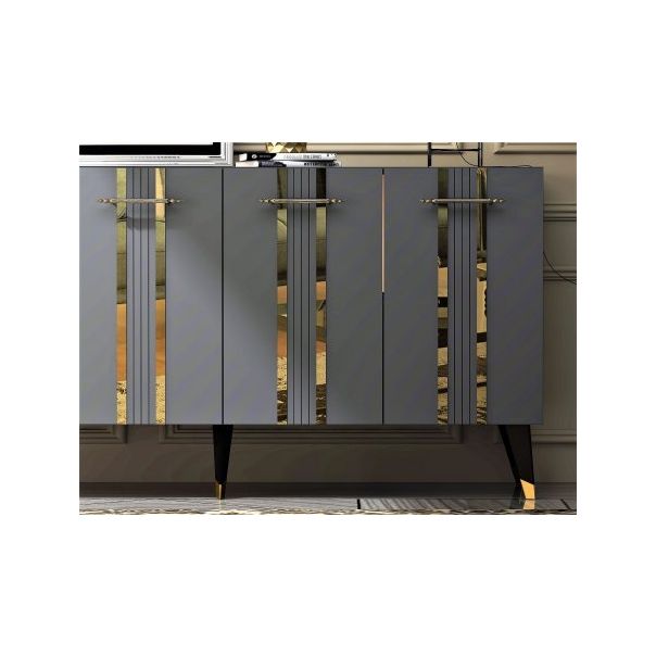 HANAH HOME Komoda Asel Anthracite Gold - 194419