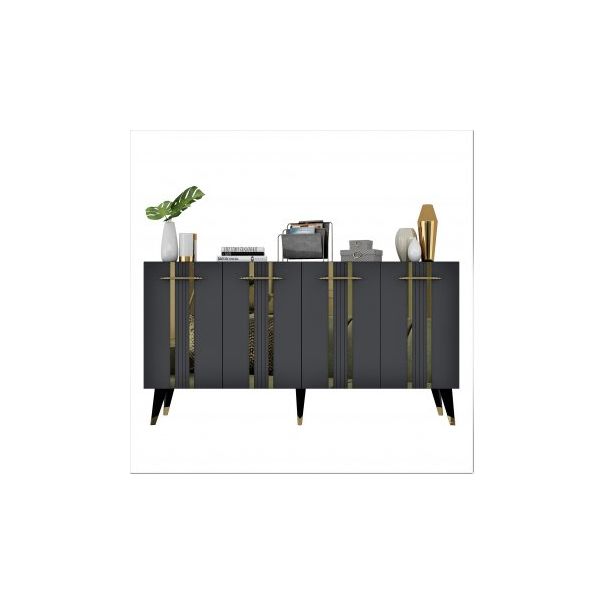 HANAH HOME Komoda Asel Anthracite Gold - 194419