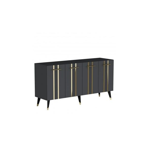HANAH HOME Komoda Asel Anthracite Gold - 194419