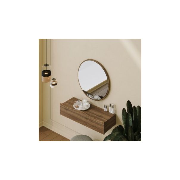 HANAH HOME Zidna polica sa ogledalom Princesse, braon - 194436