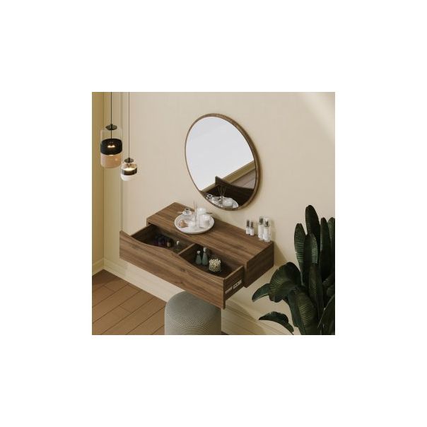 HANAH HOME Zidna polica sa ogledalom Princesse, braon - 194436