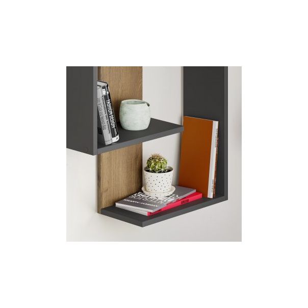 HANAH HOME Zidna polica Paranoid Anthracite Dark Oak - 194525