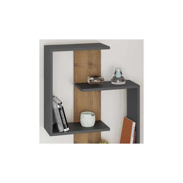 HANAH HOME Zidna polica Paranoid Anthracite Dark Oak - 194525