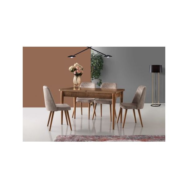 HANAH HOME Set trpezarijskih stolica 4/1 Dallas 555, bež/braon - 194861