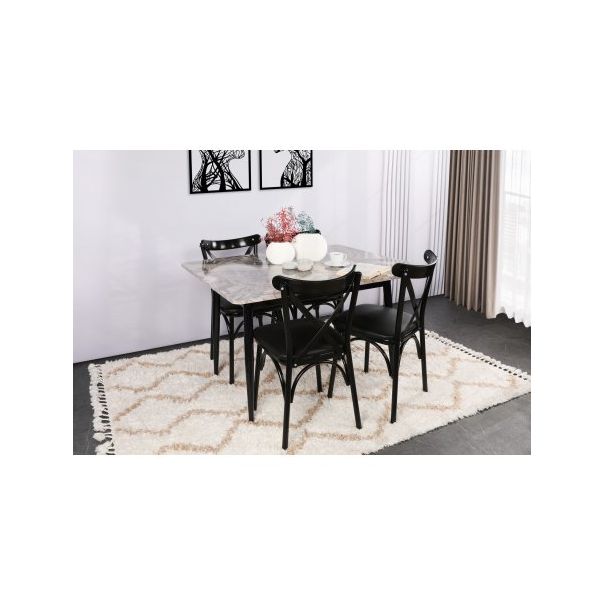 HANAH HOME Set trpezarijskih stolica 4/1 Ekol 1331, crna - 194872