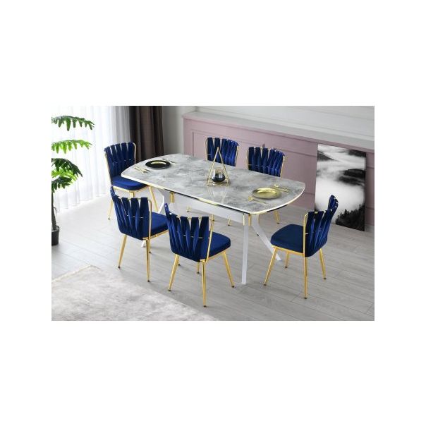 HANAH HOME Set trpezarijskih stolica 2/1 Kuşaklı 209 V2, plava/zelena - 194897