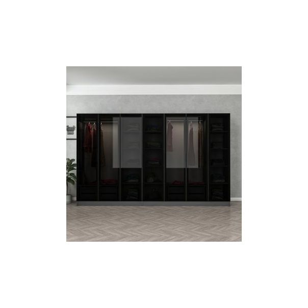 HANAH HOME Ormar sa staklenim vratima Kale 6095, siva/crna - 194899