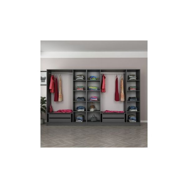 HANAH HOME Ormar sa staklenim vratima Kale 6095, siva/crna - 194899