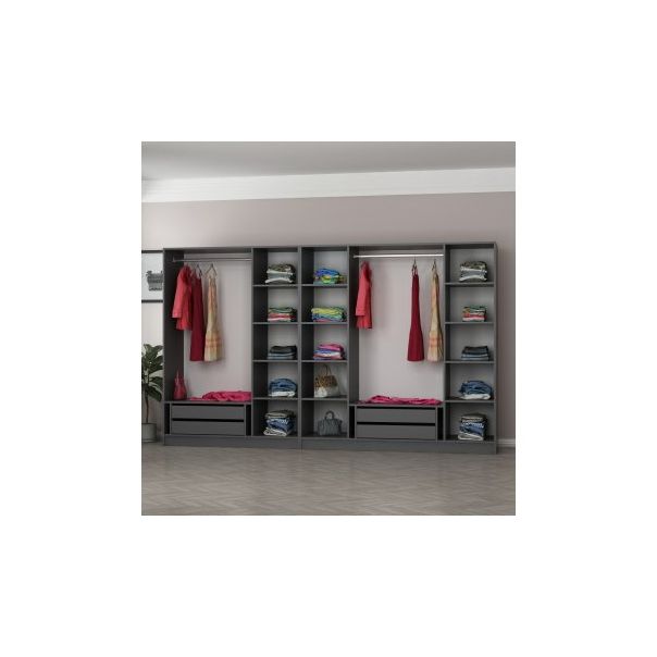 HANAH HOME Ormar sa staklenim vratima Kale 6095, siva/crna - 194899