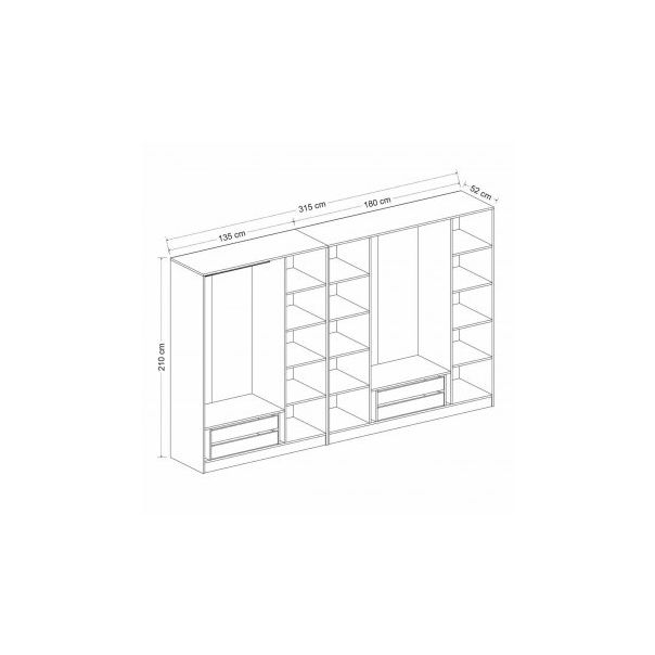 HANAH HOME Ormar sa staklenim vratima Kale 6095, siva/crna - 194899