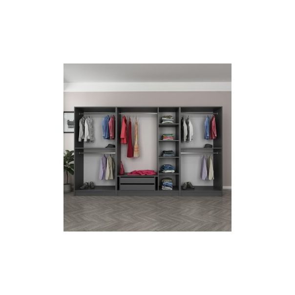 HANAH HOME Ormar sa staklenim vratima Kale 6655, siva/crna - 194901