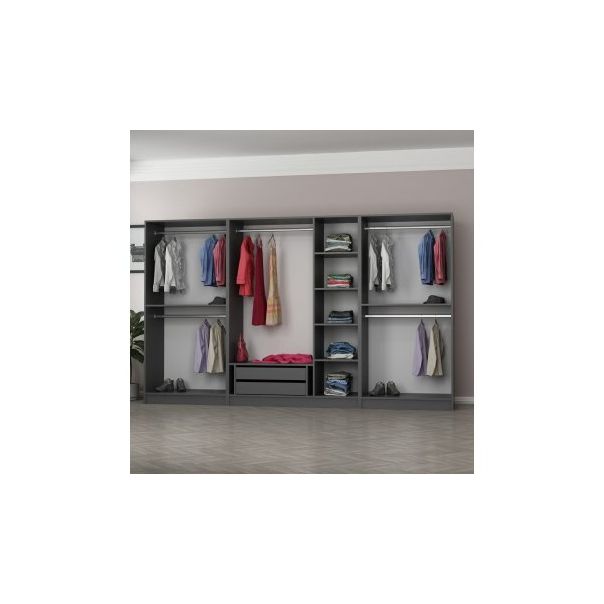 HANAH HOME Ormar sa staklenim vratima Kale 6655, siva/crna - 194901