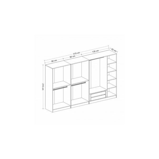 HANAH HOME Ormar sa staklenim vratima Kale 6655, siva/crna - 194901