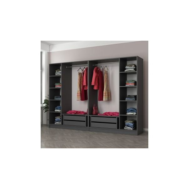 HANAH HOME Ormar sa staklenim vratima Kale 6093, siva/crna - 194902