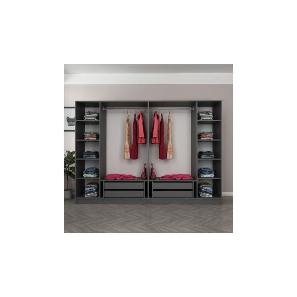 HANAH HOME Ormar sa staklenim vratima Kale 6093, siva/crna - 194902