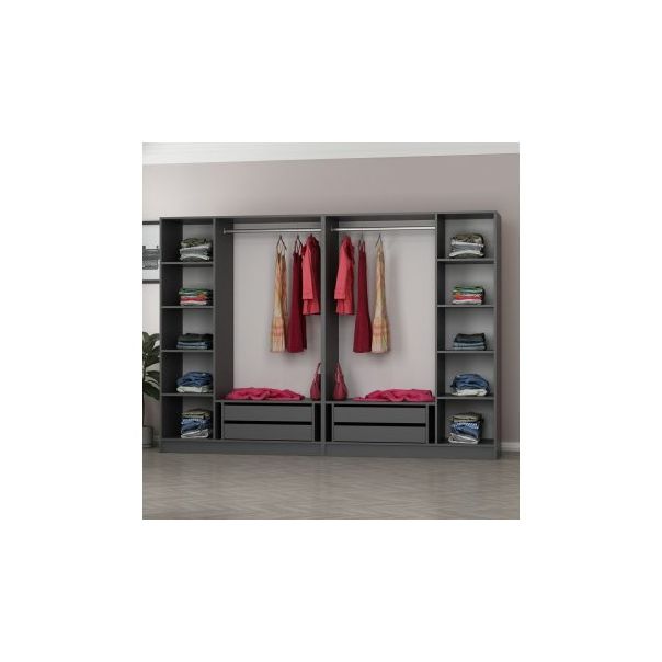 HANAH HOME Ormar sa staklenim vratima Kale 6093, siva/crna - 194902