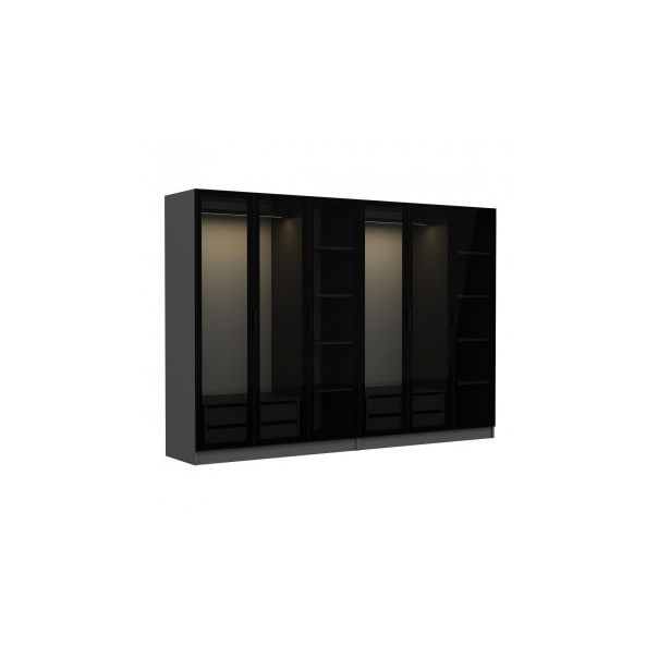 HANAH HOME Ormar sa staklenim vratima Kale 6093, siva/crna - 194902