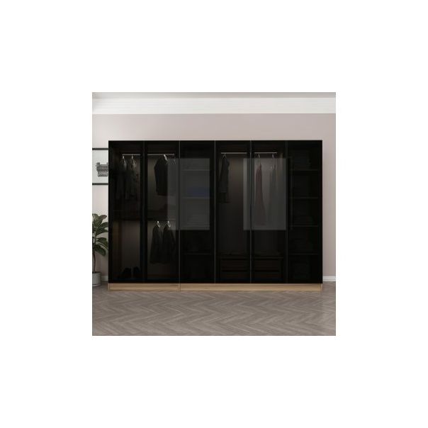 HANAH HOME Ormar sa staklenim vratima Kale 7650, crna/braon - 194904