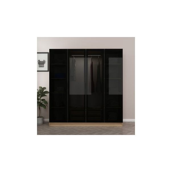 HANAH HOME Ormar sa staklenim vratima Kale 7648, crna/braon - 194915