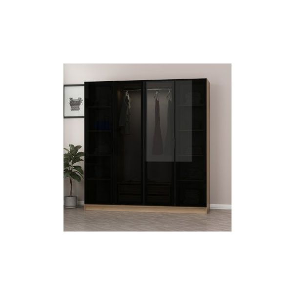 HANAH HOME Ormar sa staklenim vratima Kale 7648, crna/braon - 194915