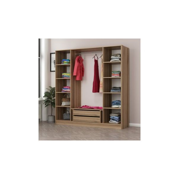 HANAH HOME Ormar sa staklenim vratima Kale 7648, crna/braon - 194915