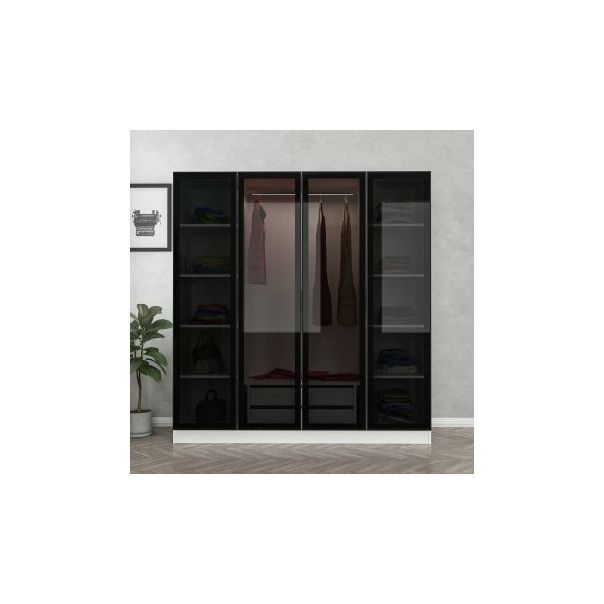 HANAH HOME Ormar sa staklenim vratima Kale 6635, bela/crna - 194919