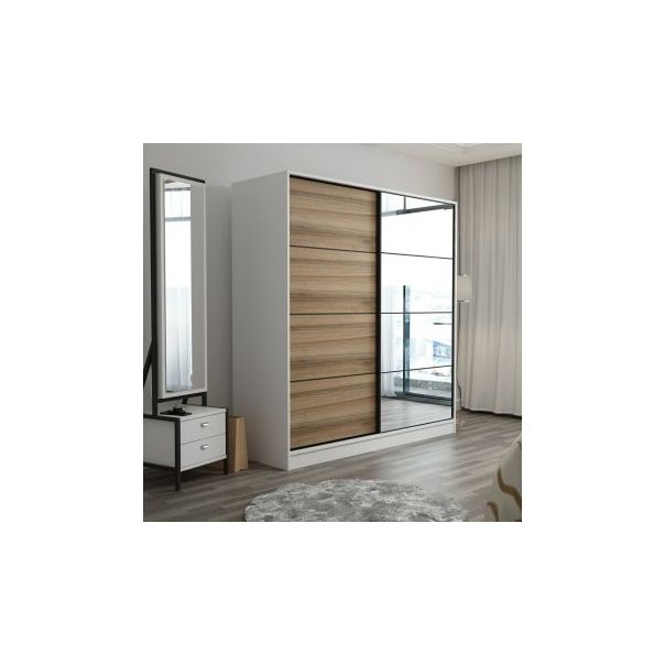 HANAH HOME Klizni ormar sa ogledalom Kale 3162, braon/bela - 194931