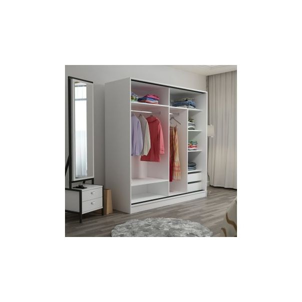 HANAH HOME Klizni ormar sa ogledalom Kale 3162, braon/bela - 194931