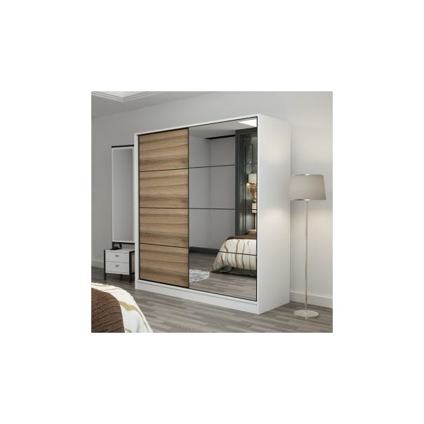 HANAH HOME Klizni ormar sa ogledalom Kale 3162, braon/bela - 194931