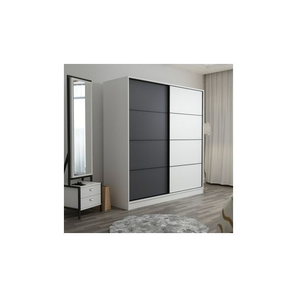 HANAH HOME Klizni ormar Kale 3166, bela/siva - 194944