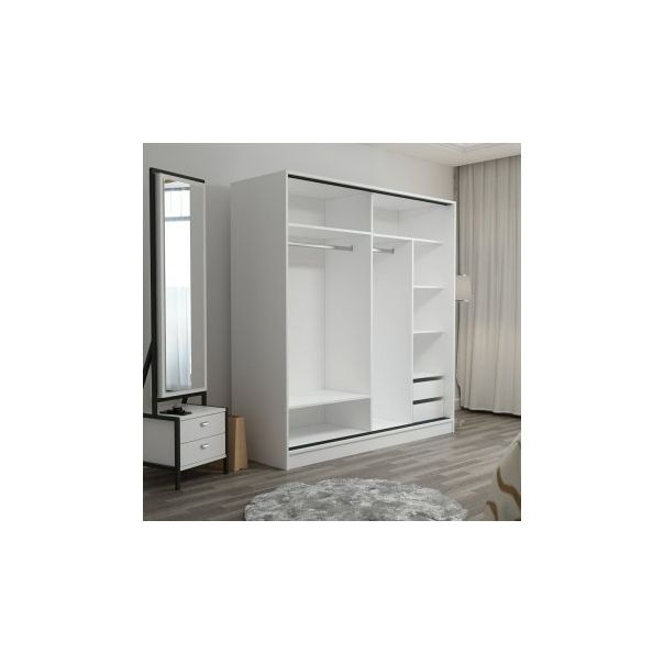 HANAH HOME Klizni ormar Kale 3166, bela/siva - 194944