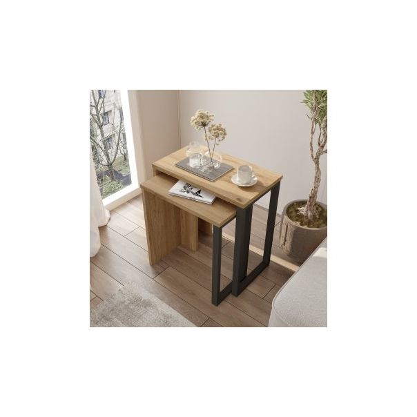 HANAH HOME Klub sto On7-Su, antacit/krem - 195036