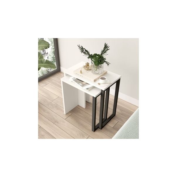 HANAH HOME Klub sto On7-W, bela/antacit - 195040