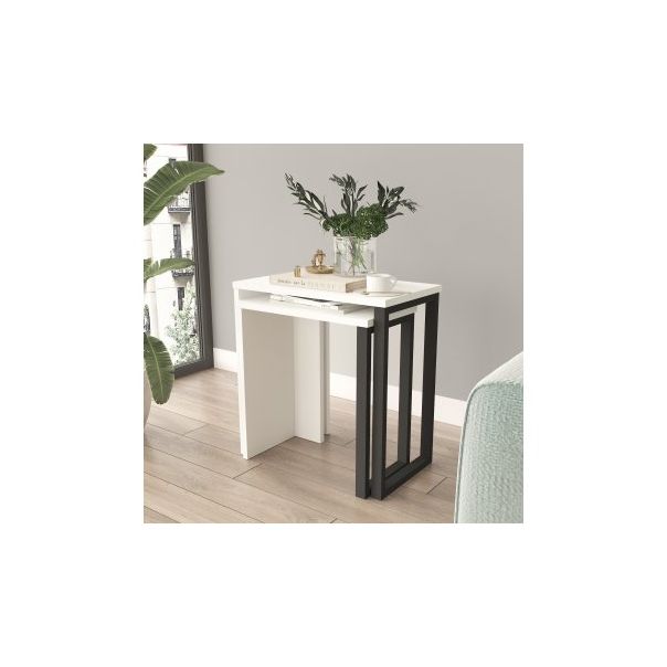 HANAH HOME Klub sto On7-W, bela/antacit - 195040