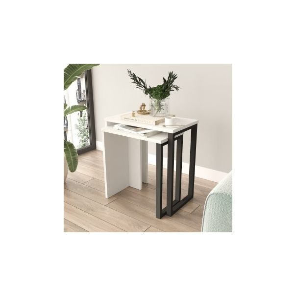 HANAH HOME Klub sto On7-W, bela/antacit - 195040