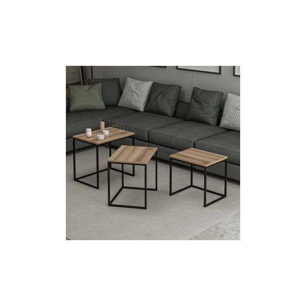 HANAH HOME Set klub stolova Evia, braon/crna - 195058