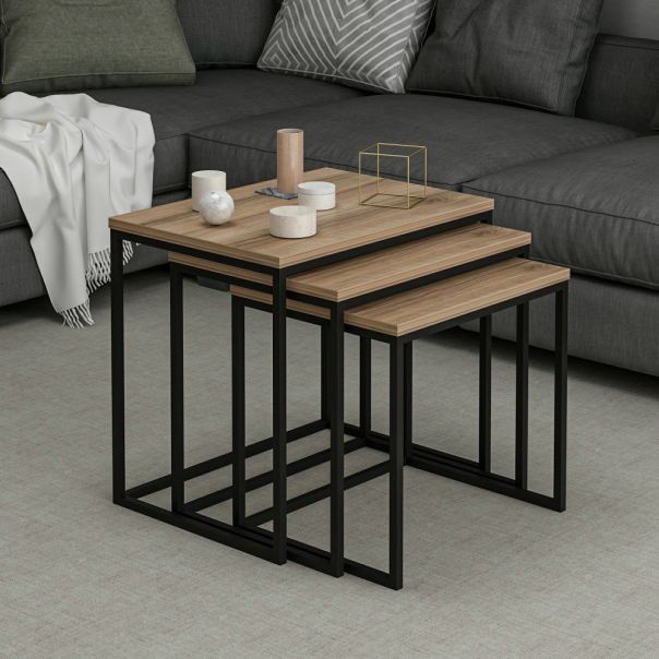 HANAH HOME Set klub stolova Evia, braon/crna - 195058