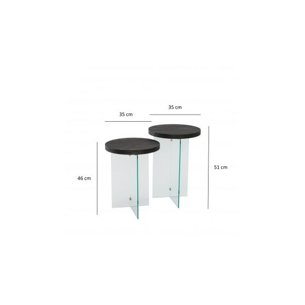 HANAH HOME Set stolova Serenity 2 Anthracite Transparent - 195092-1