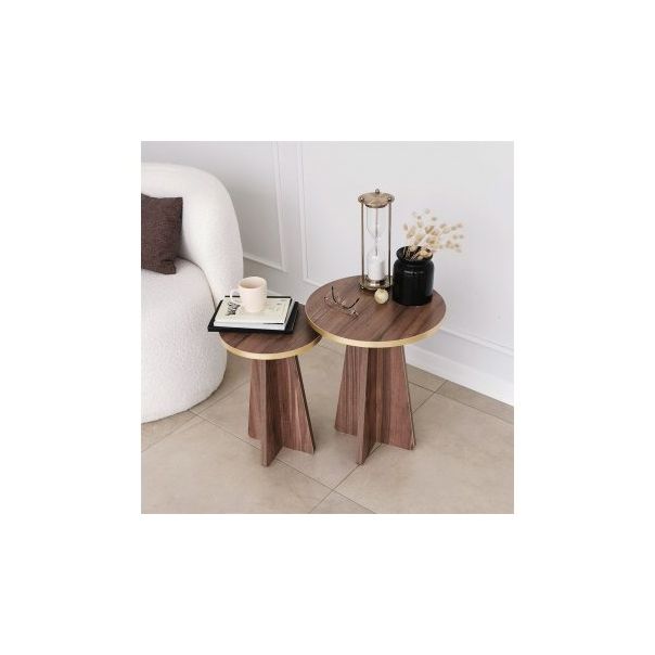 HANAH HOME Set stolova Mushroom 2 Gold Walnut - 195105