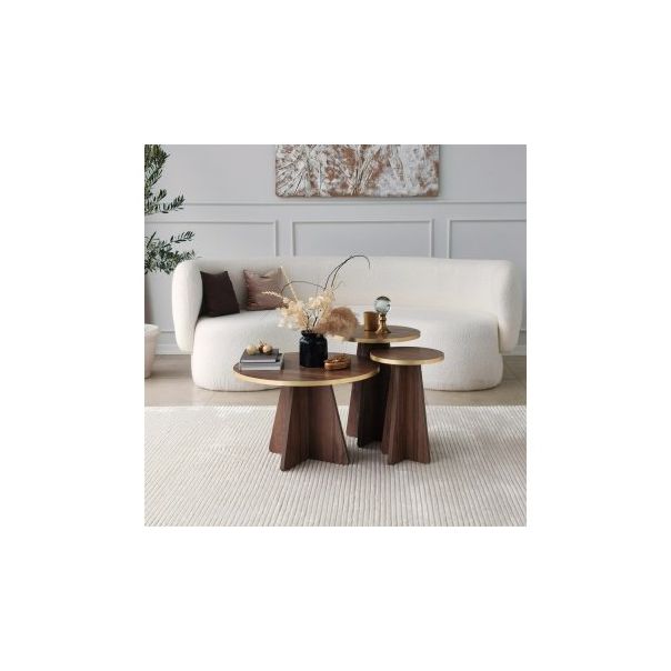 HANAH HOME Set stolova Mushroom 2 Gold Walnut - 195105