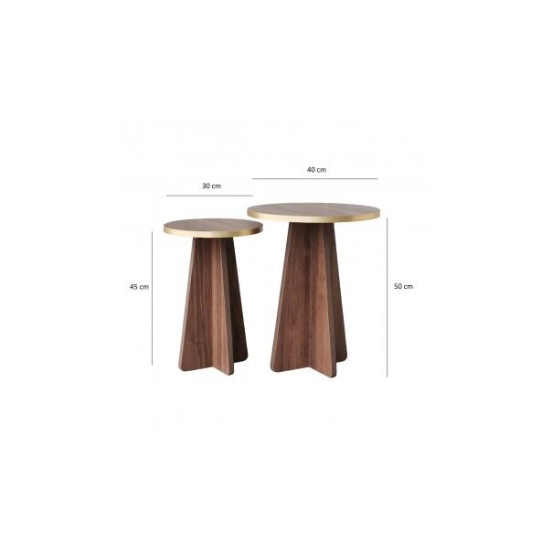 HANAH HOME Set stolova Mushroom 2 Gold Walnut - 195105